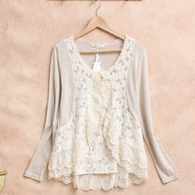 Embroidery Cotton Shirt - Camisa doce feminina para primavera mori,