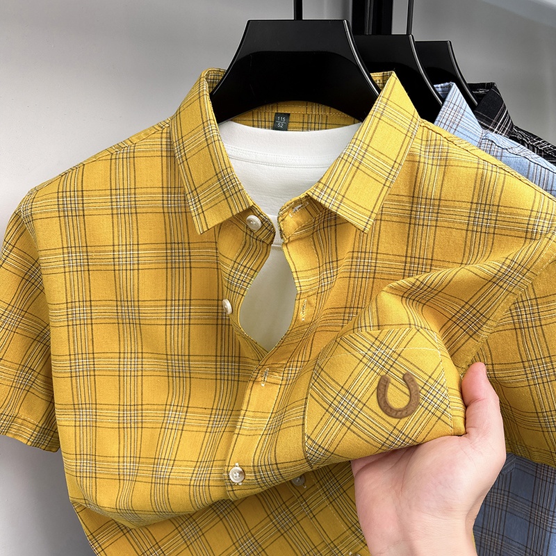 Embroidery Cotton Shirt - Camisa Masculina de Manga Curta 100%