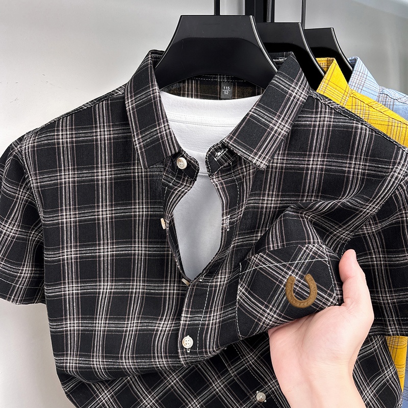 Camisa Masculina de Manga Curt - Embroidery Cotton Shirt avaliação e preço