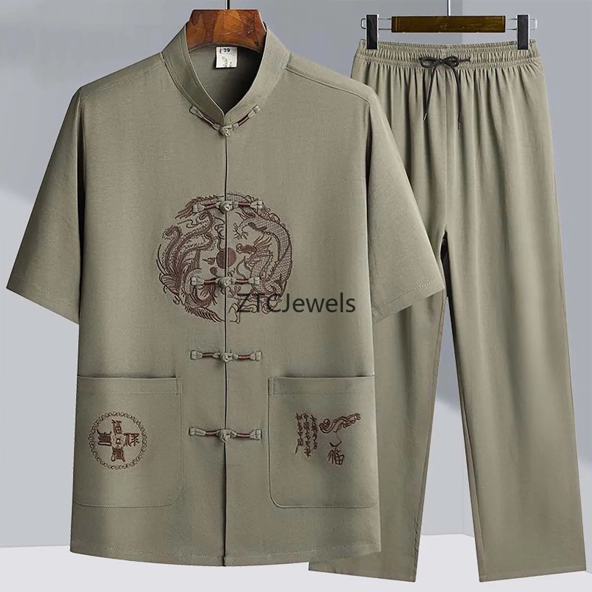 Traje Tradicional de Kung Fu C - Embroidery Cotton Shirt avaliação e preço